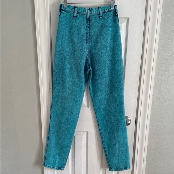 80’s Vintage Wrangler Acid Wash High Rise Jeans - Turquoise - Picture 3 of 7